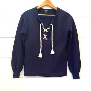 TALBOTS Navy Sweater with White Rope Detail (size XS)